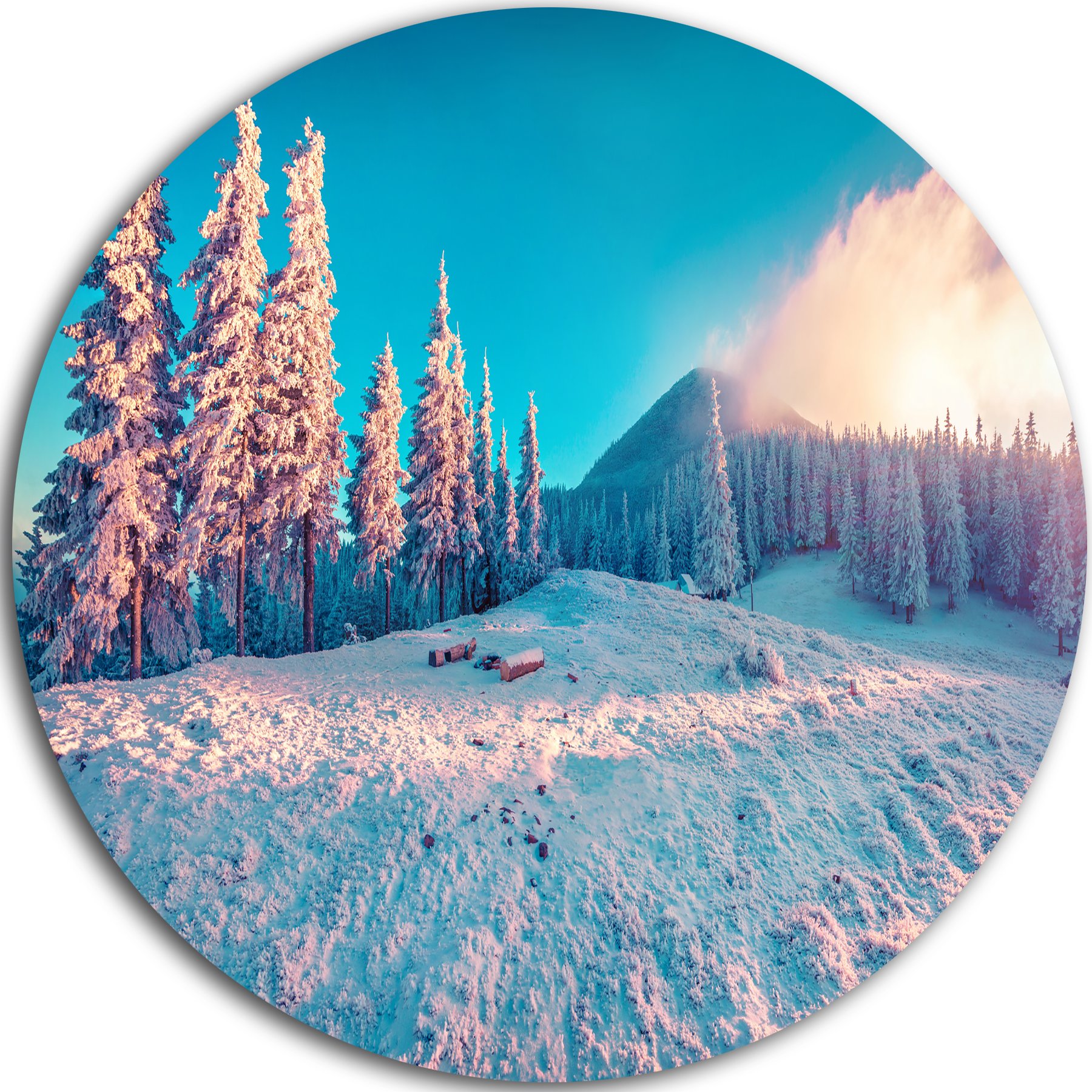 絵画 Winter Mountain Snowscape Painting N006 - Cheapwallarts.com